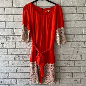 Orange Gianni Bini Dress with Crochet Detail